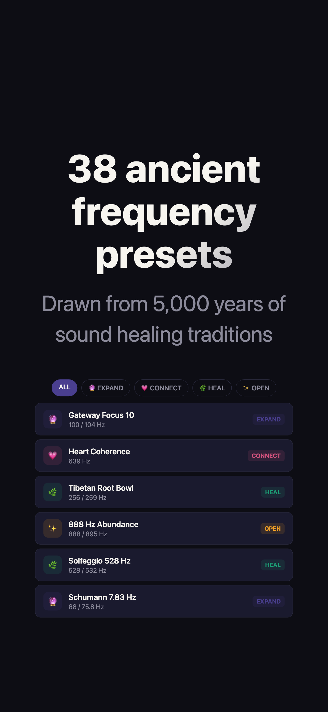 38 ancient binaural beat presets