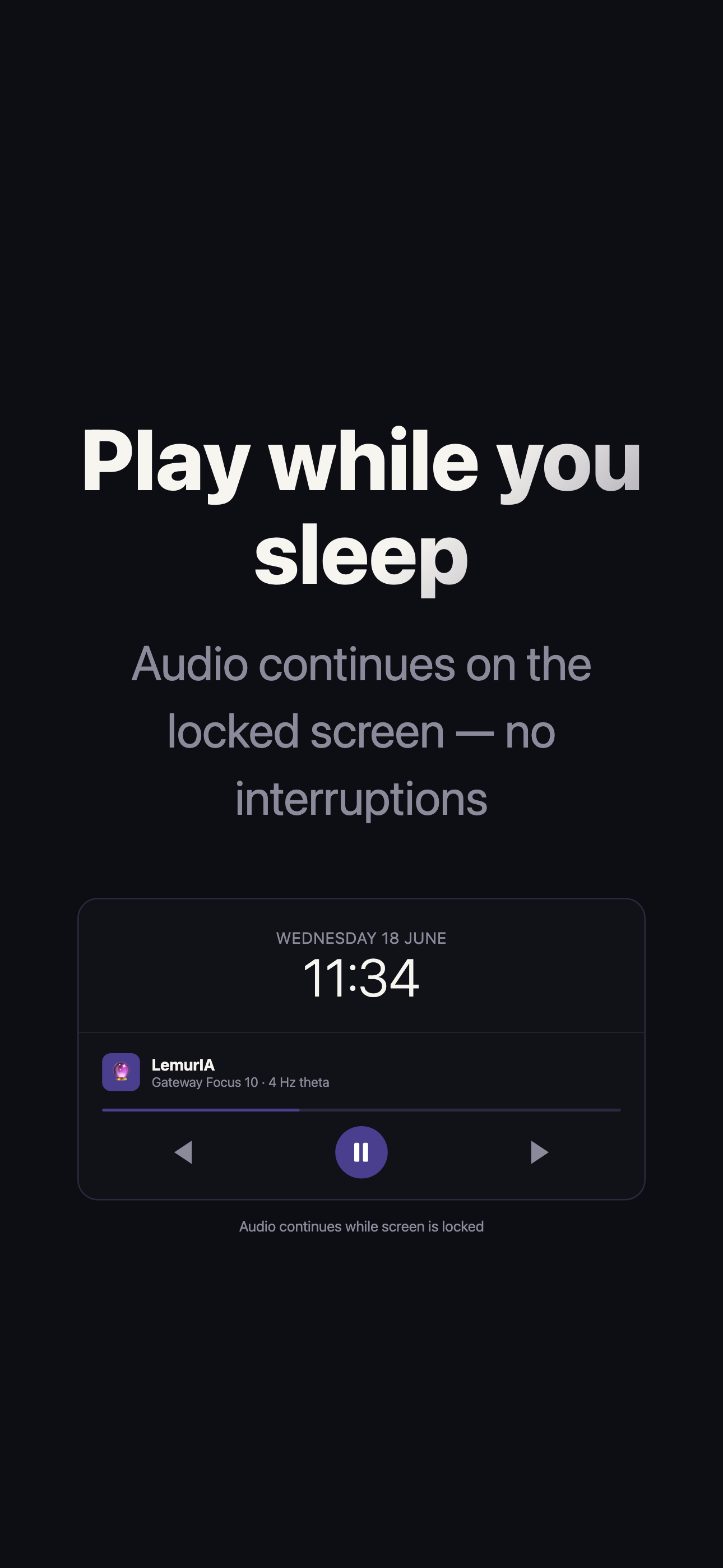 Lock screen controls — audio while you sleep